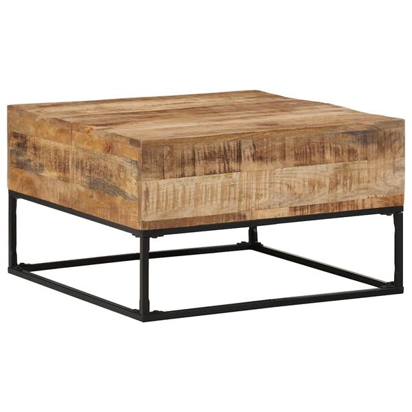 vidaXL Table basse 68x68x41 cm Bois de manguier brut
