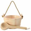 vidaXL Seau de Sauna 2 pi&egrave;ces Marron Bois de pin massif et chanvre