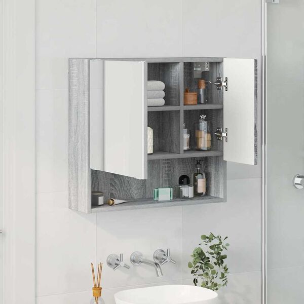 vidaXL Armoire Miroir Gris Sonoma 59 x 17 x 55 cm Bois d'ing&eacute;nierie