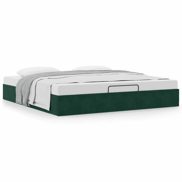 VidaXL Cadre de lit ottoman sans matelas vert fonc&eacute; 160x200 cm velours