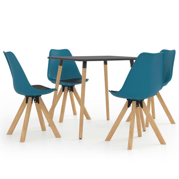 vidaXL Ensemble de salle &agrave; manger 5 pcs Noir et turquoise