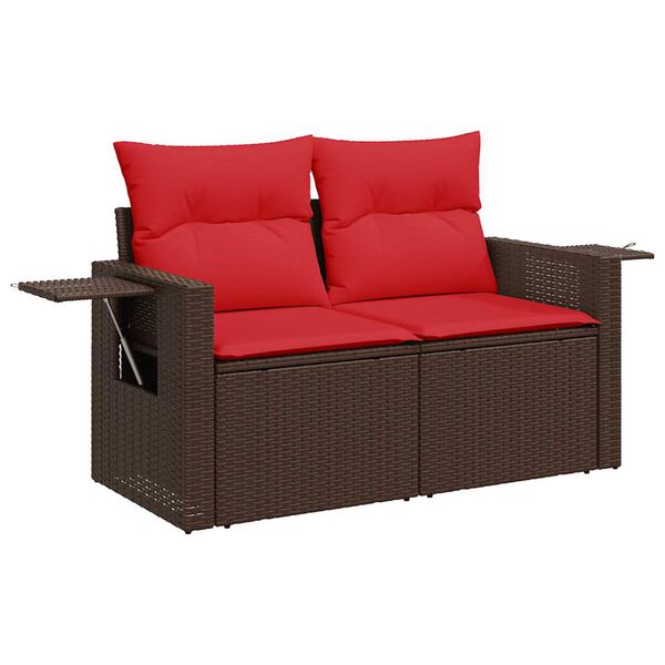 vidaXL Salon de jardin avec coussins 9pcs marron résine tressée acacia