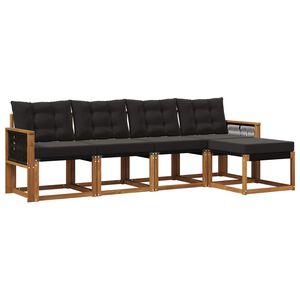 vidaXL Ensemble de canap&eacute;s d'ext&eacute;rieur 5 pc Naturel et noir
