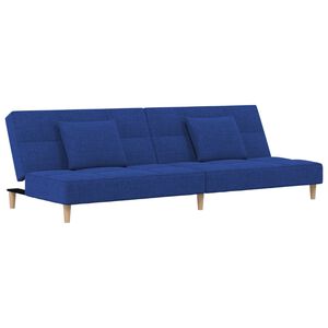 vidaXL Canap&eacute;-lit &agrave; 2 places avec deux oreillers bleu tissu