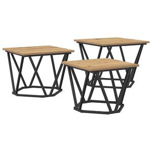 vidaXL Table basse 3 pc Ch&ecirc;ne artisanal 50 x 50 x 40 cm