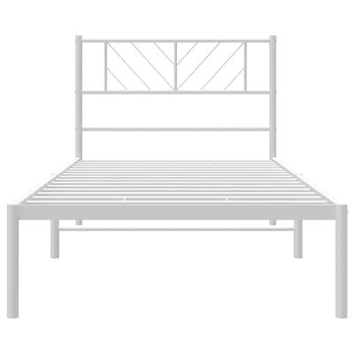 vidaXL Cadre de lit métal sans matelas avec tête de lit blanc 90x200cm