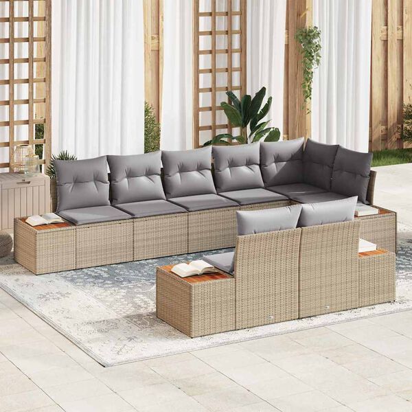 vidaXL Ensemble de canap&eacute; de jardin 8 pcs Beige et Gris clair