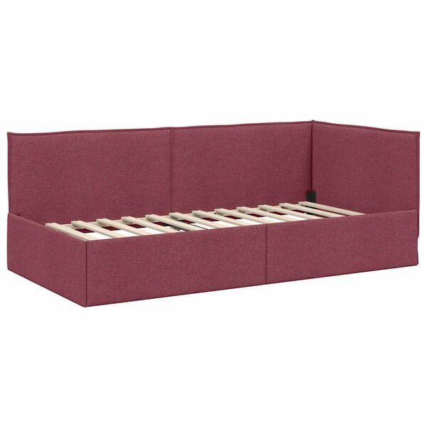 vidaXL Cadre de lit d'angle Rouge bordeaux 80 x 200 cm tissu