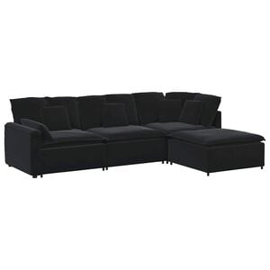 vidaXL Canap&eacute; modulaire et repose-pieds et coussins velours gris fonc&eacute;