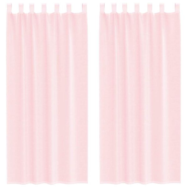vidaXL Rideaux en voile avec passe-tringles 2 pcs rose clair