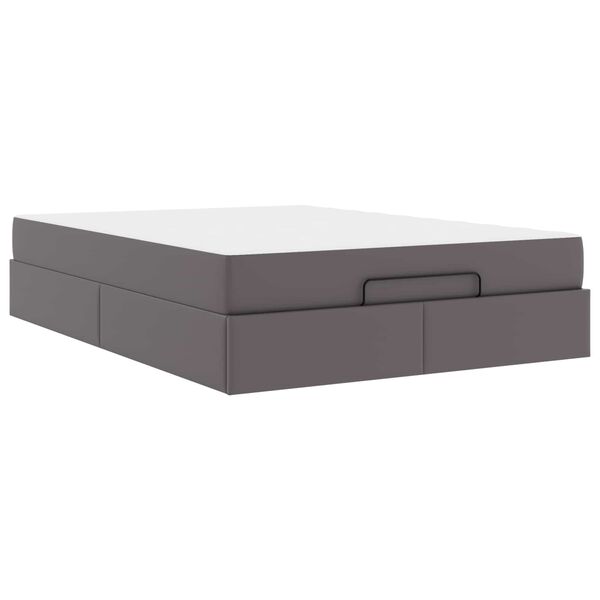 vidaXL Cadre de lit avec matelas avec matelas 2 pcs Gris PVC