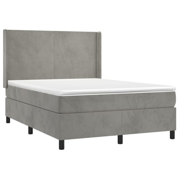 vidaXL Sommier &agrave; lattes de lit et matelas Gris clair 140x200cm Velours