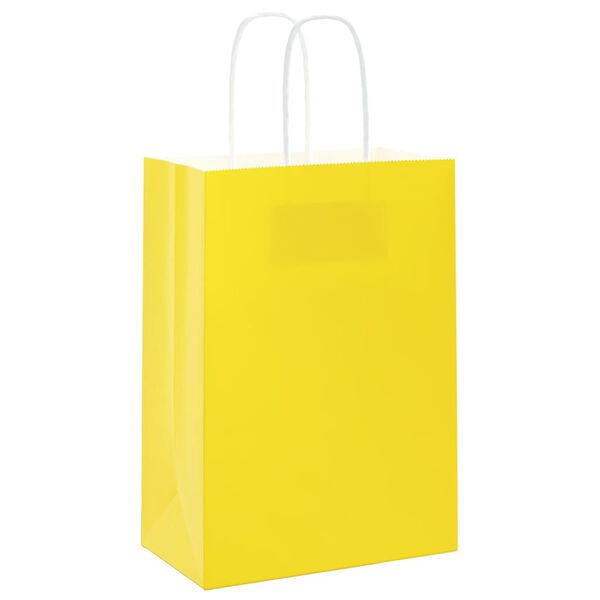 vidaXL Sacs en papier 50 pcs avec poign&eacute;es jaune 15x8x21 cm
