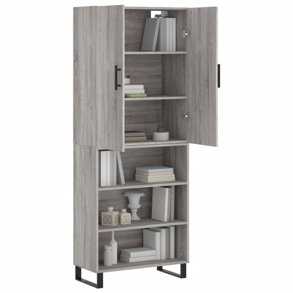 vidaXL Buffet haut Sonoma gris 69,5x34x180 cm Bois d'ing&eacute;nierie