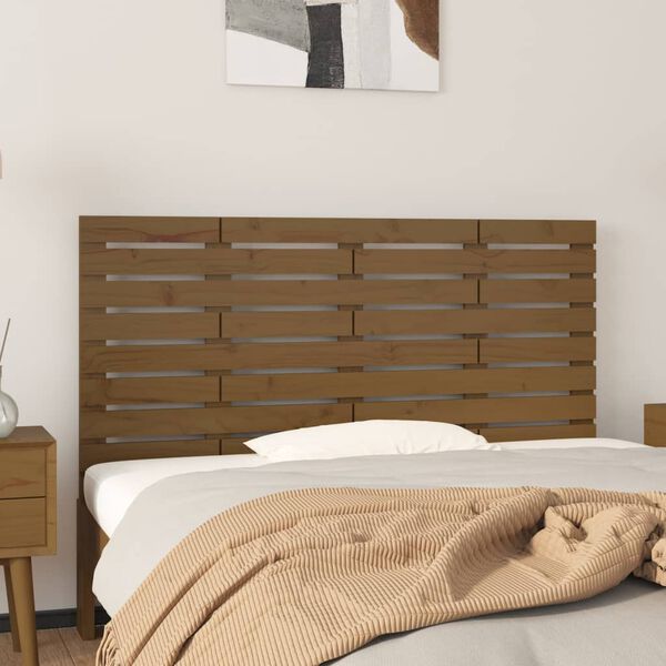 vidaXL T&ecirc;te de lit murale Marron miel 156x3x63 cm Bois massif de pin