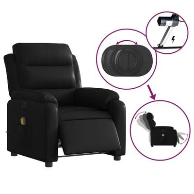 vidaXL Fauteuil de massage inclinable électrique noir similicuir