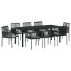 vidaXL Ensemble de salle &agrave; manger pour jardin 9 pc Noir Rotin PE