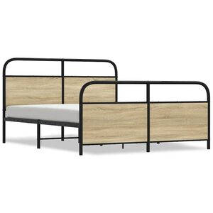 vidaXL Cadre de lit en m&eacute;tal sans matelas ch&ecirc;ne sonoma 150x200 cm