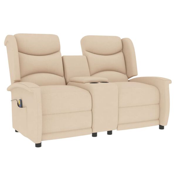 vidaXL Fauteuil de massage inclinable et porte-gobelet 2 places cr&egrave;me