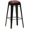 vidaXL Tabourets de bar lot de 4 noir cuir v&eacute;ritable