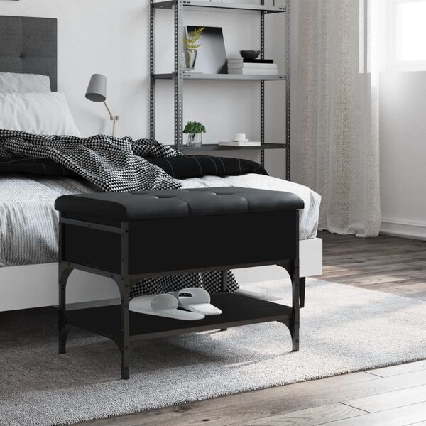 vidaXL Banc &agrave; chaussures noir 62x42x45 cm bois d'ing&eacute;nierie