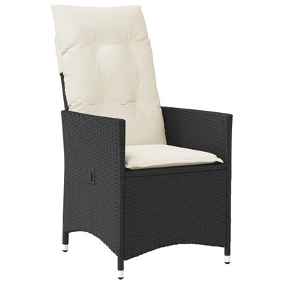 vidaXL Ensemble de bistro 3 pcs avec coussins noir résine tressée