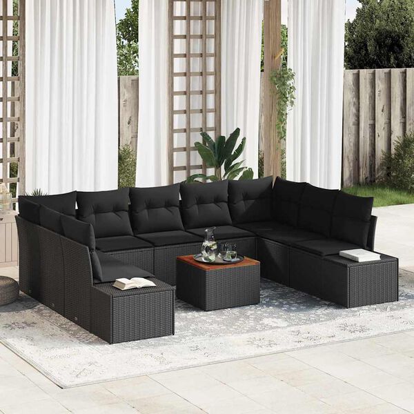 vidaXL Ensemble de canapé de jardin 10 pcs Noir
