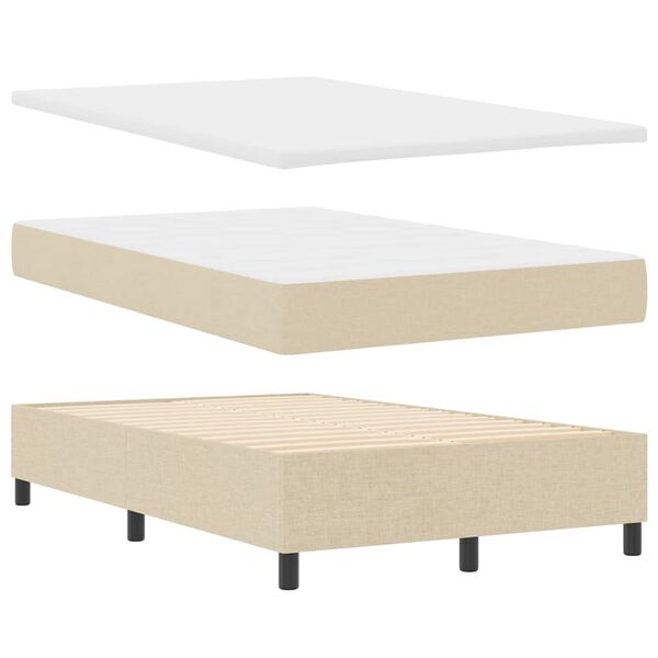 vidaXL Lit &agrave; ressorts avec matelas Cr&egrave;me 120 x 200 cm tissu