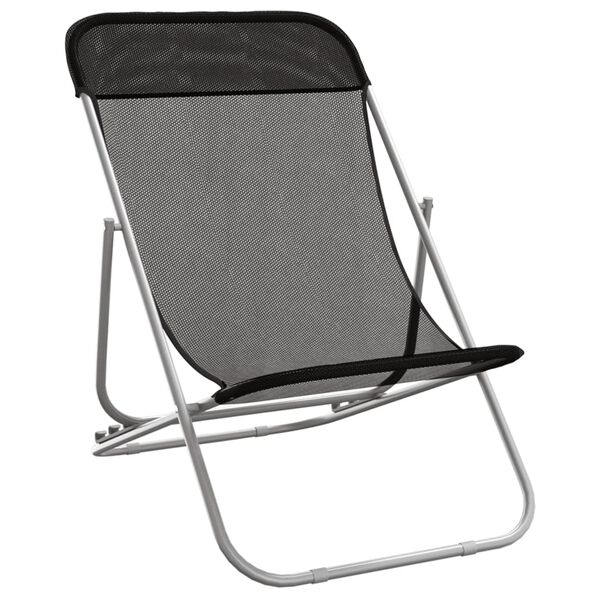 vidaXL Chaises plage pliantes lot de 2 textil&egrave;ne acier enduit poudre