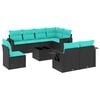 vidaXL Ensemble de canap&eacute; de jardin 9 pcs avec coussins noir r&eacute;sine tress&eacute;e