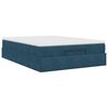 vidaXL Cadre de lit ottoman avec matelas bleu fonc&eacute; 140x200 cm velours