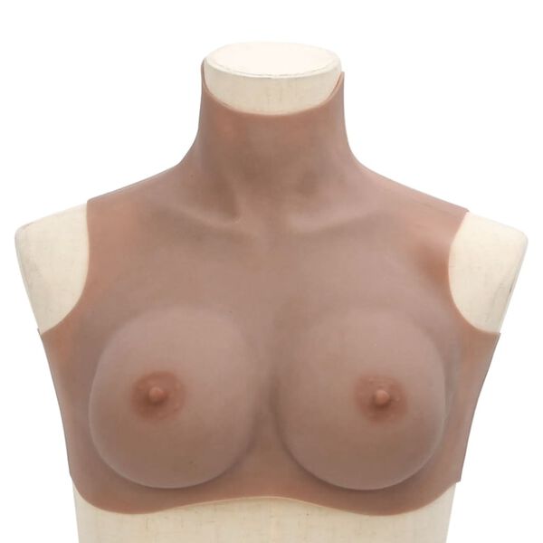 vidaXL Plastron en silicone marron p&acirc;le coupe D