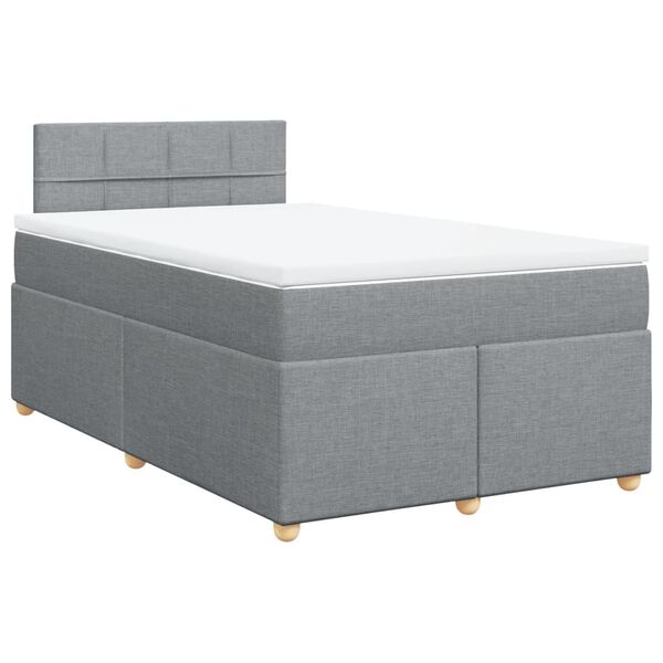vidaXL Sommier &agrave; lattes de lit et matelas gris clair 120x190 cm tissu