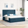 VidaXL Cadre de lit ottoman avec matelas bleu fonc&eacute; 160x200 cm velours