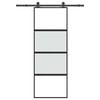 vidaXL Porte coulissante kit de quincaillerie tremp&eacute; verre aluminium