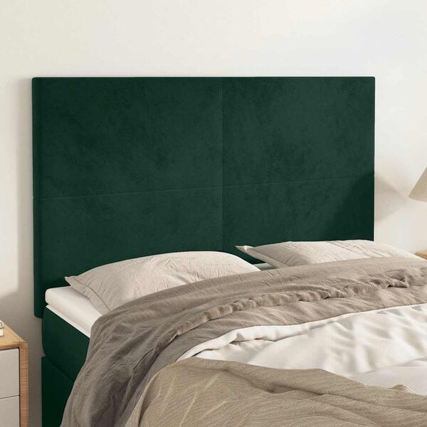 vidaXL T&ecirc;te de lit Vert fonc&eacute; 144 x 5 x 118/128 cm Velours