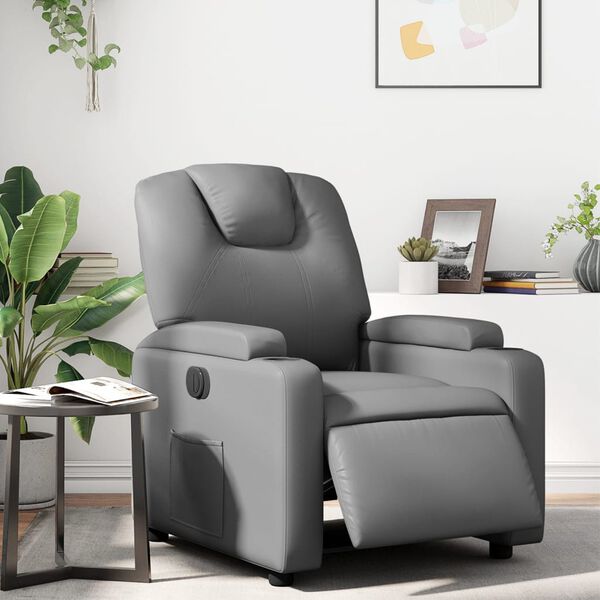 vidaXL Fauteuil inclinable &eacute;lectrique Gris Similicuir
