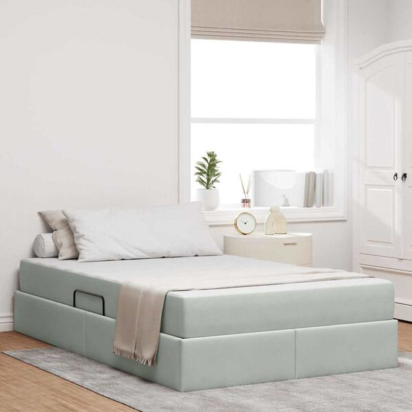 vidaXL Lit avec rangement et matelas Gris clair 120 x 200 cm Velours