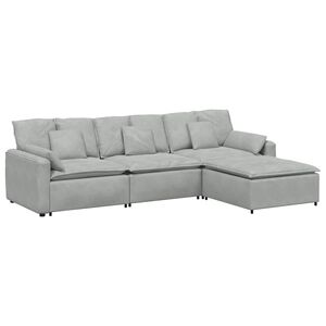vidaXL Canap&eacute; modulaire avec repose-pieds et coussins gris fonc&eacute;