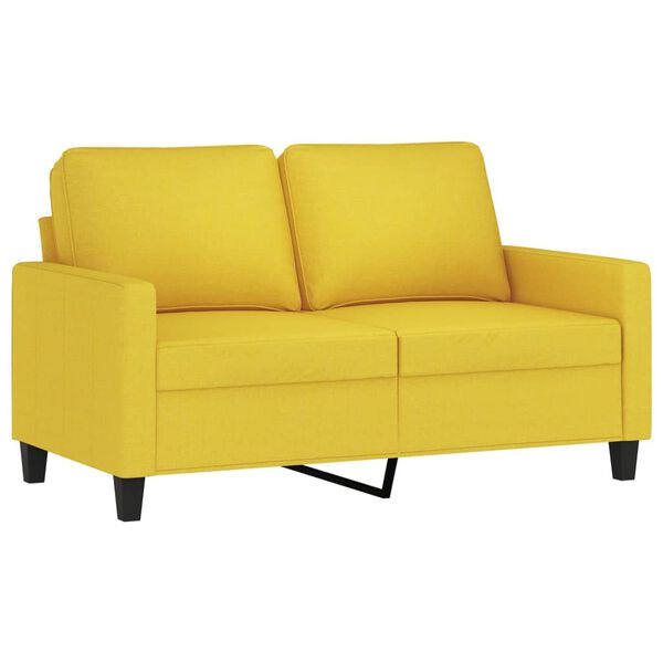 vidaXL Ensemble de canap&eacute;s 3 pcs avec coussins Jaune clair Tissu