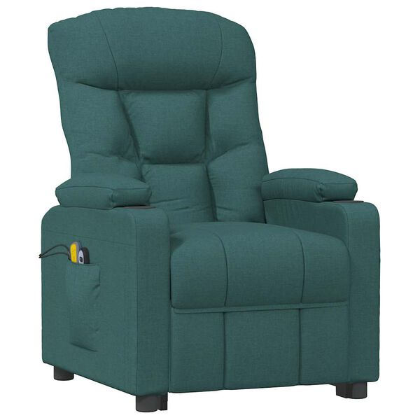 vidaXL Fauteuil de massage Vert fonc&eacute; Tissu
