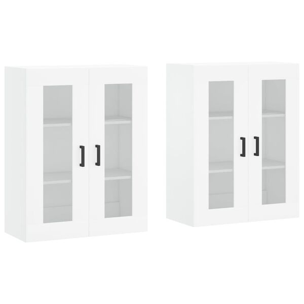 vidaXL Armoires murales 2 pcs blanc bois d'ing&eacute;nierie