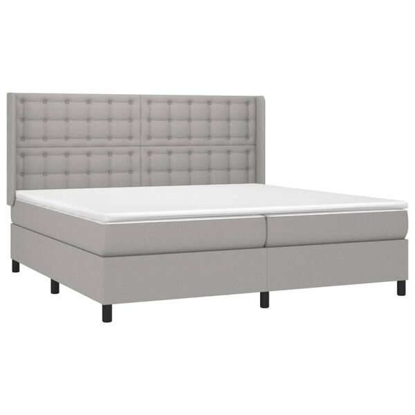 vidaXL Sommier &agrave; lattes de lit matelas LED Gris clair 200x200 cm Tissu