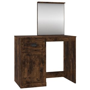 vidaXL Coiffeuse et miroir ch&ecirc;ne fum&eacute; 90x50x132,5 cm bois d'ing&eacute;nierie