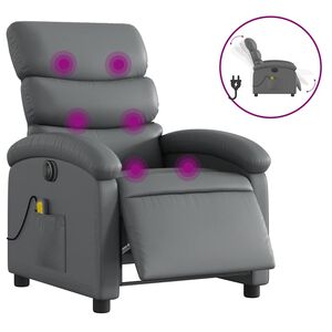 vidaXL Fauteuil de massage inclinable &eacute;lectrique gris similicuir