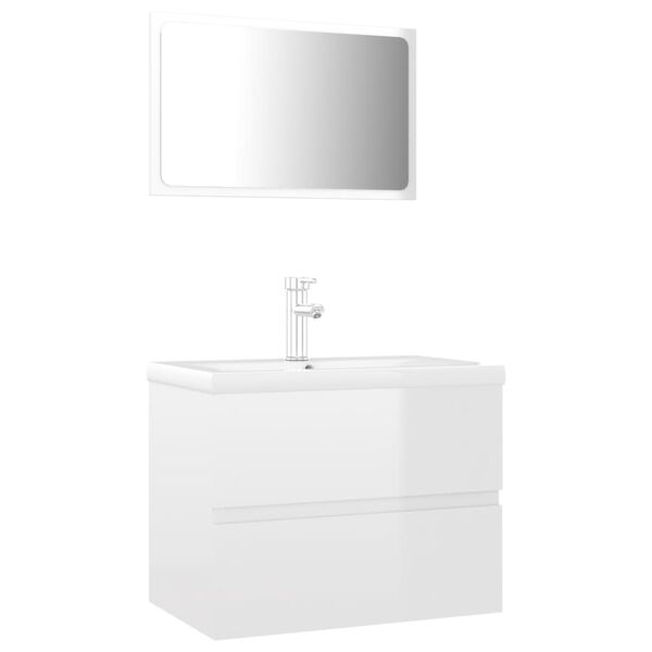 vidaXL Meubles de salle de bain blanc brillant bois d'ing&eacute;nierie