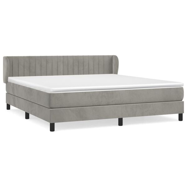 vidaXL Sommier &agrave; lattes de lit et matelas Gris clair 160x200cm Velours