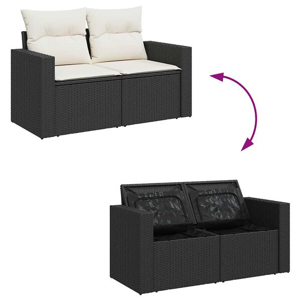 vidaXL Salon de jardin 8 pcs avec coussins noir r&eacute;sine tress&eacute;e