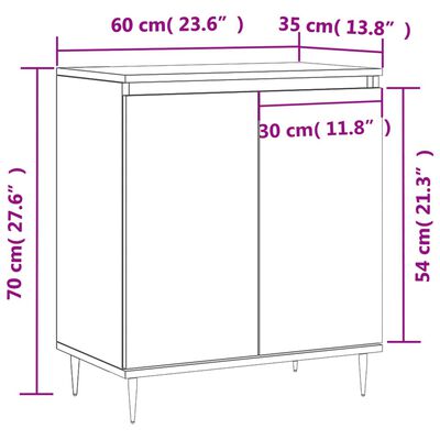 vidaXL Buffet Gris béton 60x35x70 cm Bois d'ingénierie