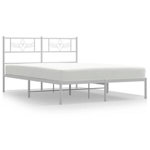 vidaXL Cadre de lit m&eacute;tal sans matelas et t&ecirc;te de lit blanc 140x200 cm